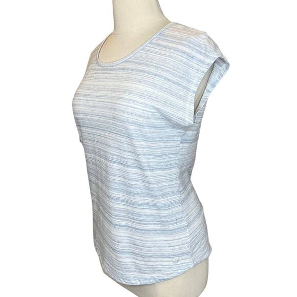 T by Talbots Striped Criss-Cross Back Athletic Cap Sleeve Top Size M - Picture 2 of 8